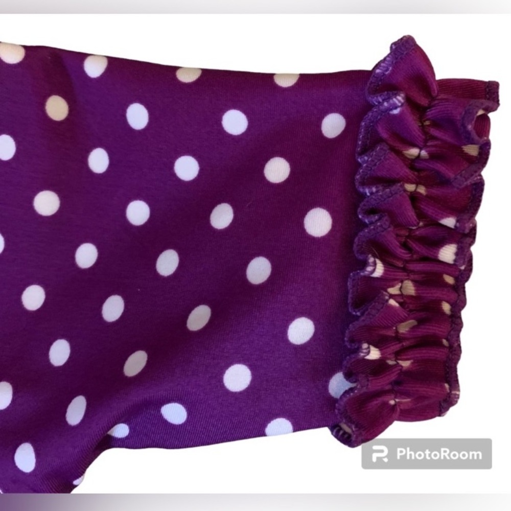 Ruffle Butts Purple and White Polka Dot Swim Shirt Rashguard-Size 18-24 Months - Picture 5 of 5